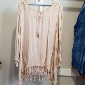 Long sleeve top with tassels